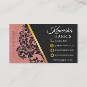 Pink and Gold Modern Hair Braiding Salon Business Business Card
