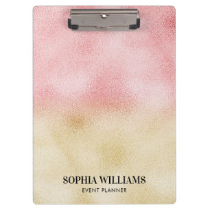 Pink and Gold Ombre Foil Clipboard