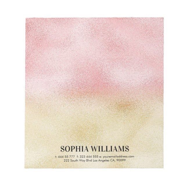 Pink and Gold Ombre Foil Notepad (Front)