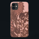 Pink And Gold Paisley iPhone 11 Case<br><div class="desc">embroidered fabric in pink and brown.</div>