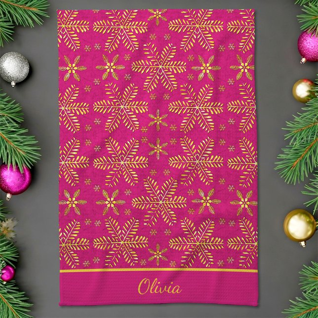 Pink and Gold Personalised Tea Towel (Creator Uploaded)