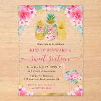Pink and Gold Pineapples and Flamingo Sweet 16
