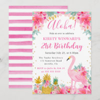 Pink and Gold Pineapples & Flamingo 21st Birthday