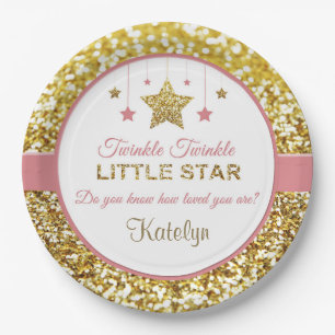 Pink and gold plates: Twinkle Twinkle little star Paper Plate