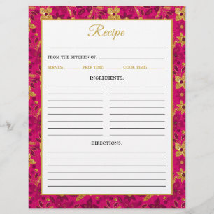 Pink and Gold Poinsettia Flowers Recipe Page