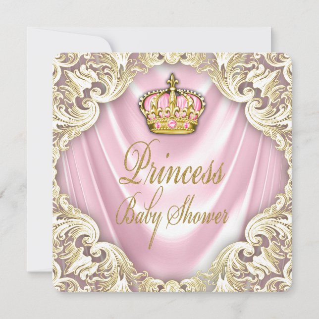 Pink and Gold Princess Baby Shower Invitation (Front)