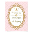 Pink and Gold Princess Birthday Party Welcome Sign