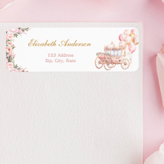 Pink and Gold Princess Carriage Return Address (Creator Uploaded)