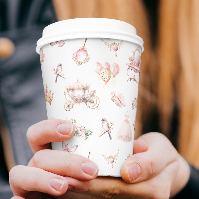 Pink and Gold Princess Fairytale Birthday Party Paper Cups (Creator Uploaded)