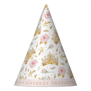 Pink and Gold Princess Party Hat - Royal Birthday 