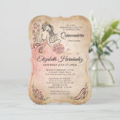 Pink and Gold Princess Quinceanera Birthday Invitation (Standing Front)