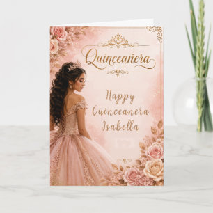 Pink and Gold Quinceañera Card