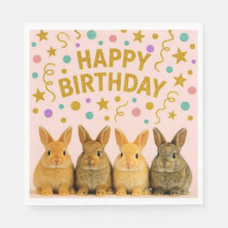 Pink and gold rabbit birthday napkins! napkin