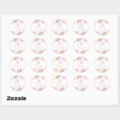 Pink And Gold Rainbow 1st Birthday Favours Classic Round Sticker (Sheet)
