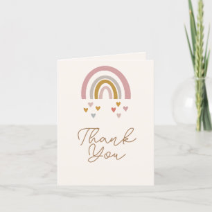 Pink and Gold Rainbow Minimalist Baby Shower Thank You Card