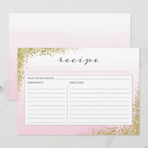 Pink and Gold Recipe Card