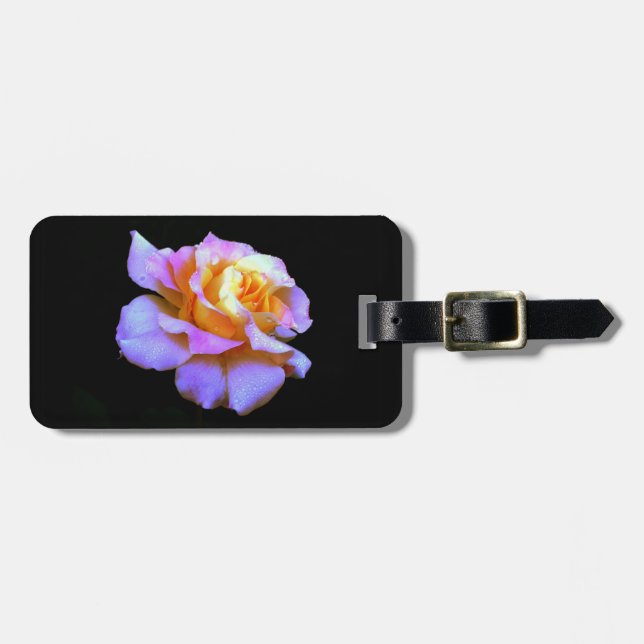 Pink And Gold Rose Luggage Tag (Front Horizontal)