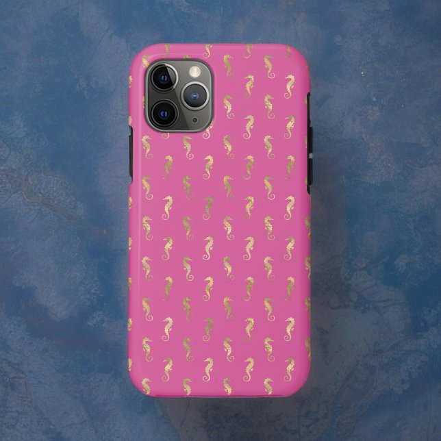 Pink and Gold Seahorse Repeat Pattern Case-Mate iPhone Case (Creator Uploaded)