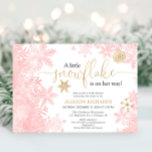 Pink and gold snowflake winter girl baby shower invitation<br><div class="desc">For more advanced customisation of this design,  simply select the "Customise It" button above!</div>