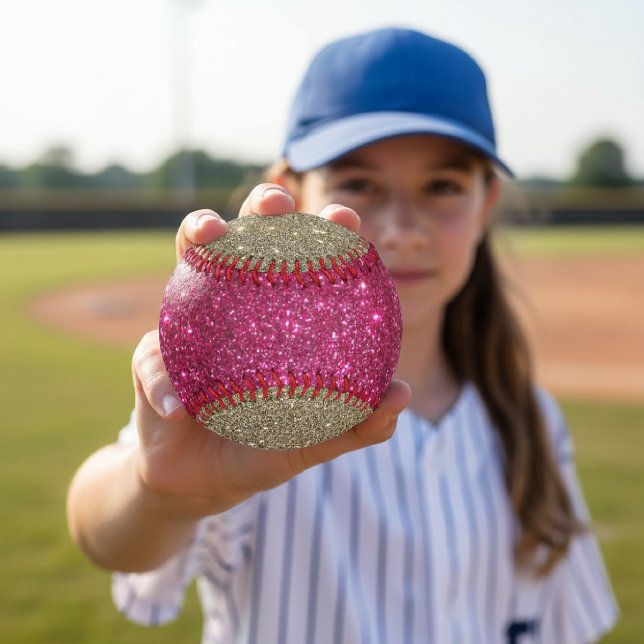 Pink and Gold Sparkle Girl's Baseball (Cool sparkle kid's baseball)