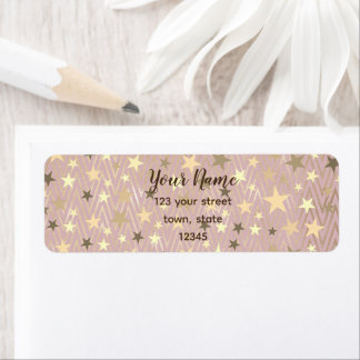 Pink and Gold Stars Return Address