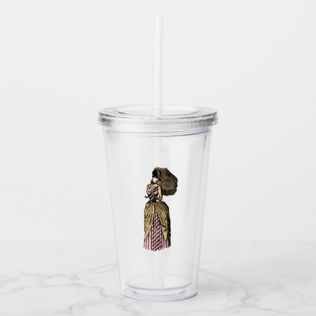 Pink and Gold Steampunk Acrylic Tumbler (Front)