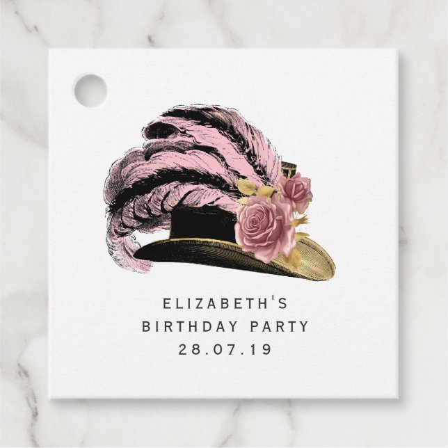 Pink and Gold Steampunk Favour Tags (Front)