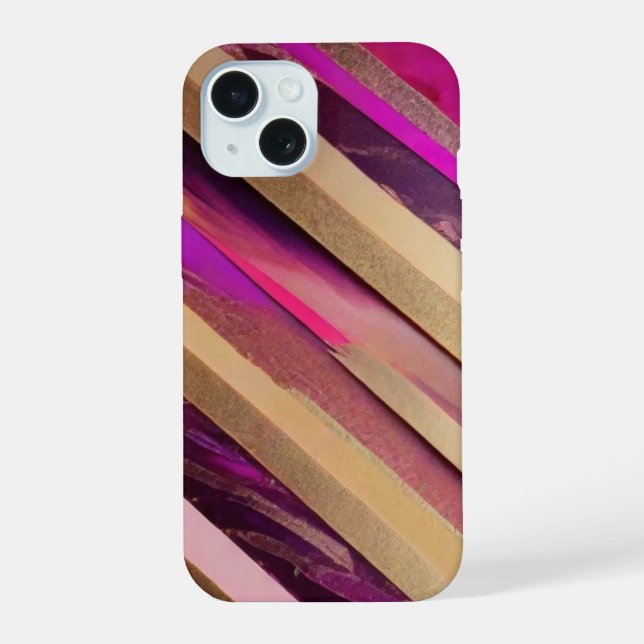 Pink and Gold Stripes Phone Case (Back)