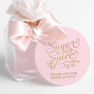 Pink and Gold Sugar and Spice Thank You Favour Tags