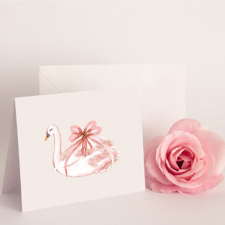 Pink and Gold Swan Blank Card