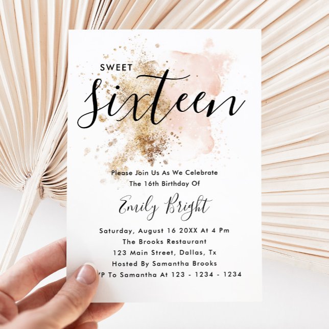 Pink And Gold Sweet 16 Invitations 16Th Birthday  (Creator Uploaded)