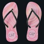 Pink and Gold Swirl Marble Monogrammed Jandals<br><div class="desc">Pink and gold swirl marble pattern monogrammed flip flops. Great for bridal parties,  beach weddings,  the beach,  the pool,  and any where in the warmer months!</div>
