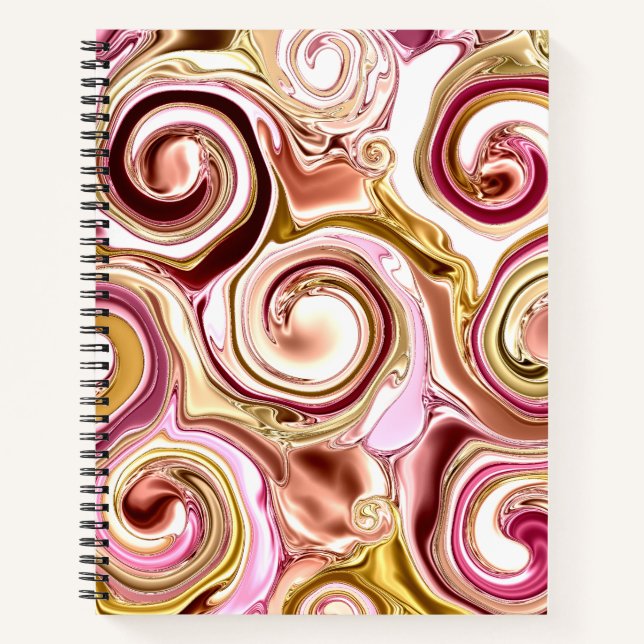 Pink and Gold Swirls Notebook (Front)
