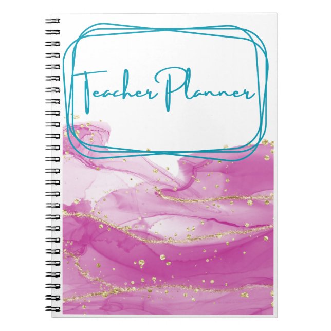 Pink and Gold Teacher Binder Notebook (Front)