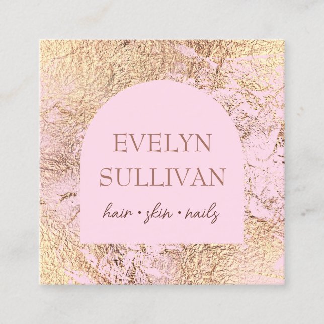 Pink and gold texture business card (Front)