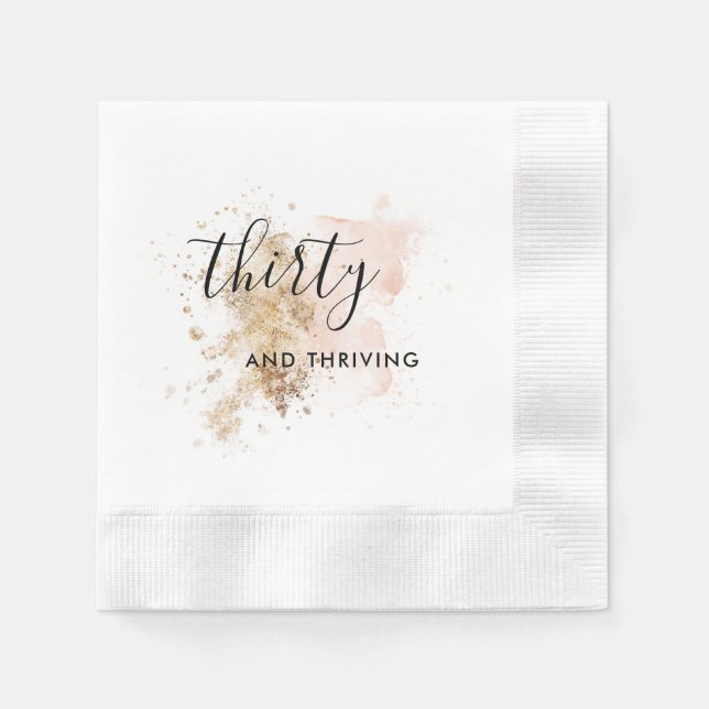 Pink And Gold Thirty 30th Birthday Napkins (Front)