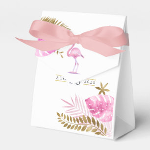Pink and Gold Tropical Flamingo Girl Baby Shower Favour Box