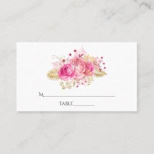 Pink and Gold Tropical Floral Place Card