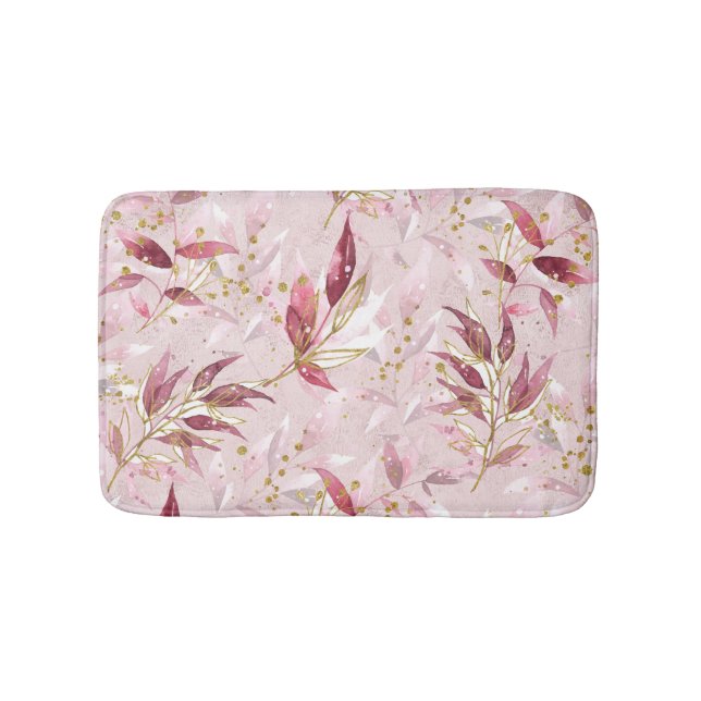 Pink and Gold Vines on Blush Bath Mat (Front)