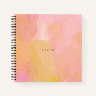 Pink and Gold Watercolor Abstract Painting Notebook