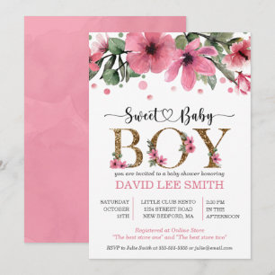 Pink and gold watercolor Boy baby shower