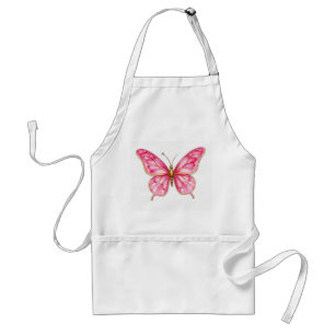 Pink and Gold Watercolor Butterfly Standard Apron