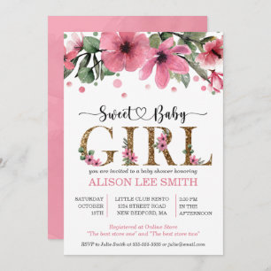 Pink and gold watercolor Girl baby shower