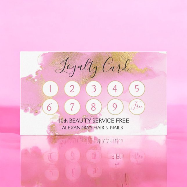 Pink and Gold Watercolor Girly Loyalty Punch (Creator Uploaded)