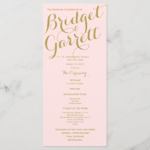 Pink and Gold Wedding Program Programme