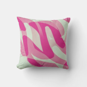 Pink and Gray Art Abstract Funky Throw Pillow