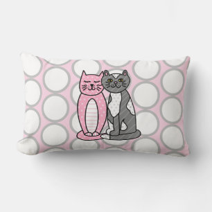 Pink and Gray Cuddly Cute Kitty Cats   Lumbar Cushion