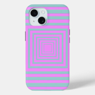 Pink and Gray in Squares iPhone 15 Case