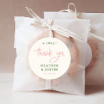 Pink and Green A Sweet Thank You Wedding Favour Classic Round Sticker<br><div class="desc">French Pink and Green A Sweet Thank You Wedding Favour Stickers</div>