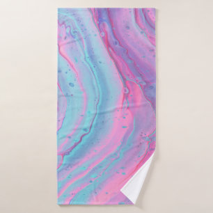 Pink and green abstract art bath towel